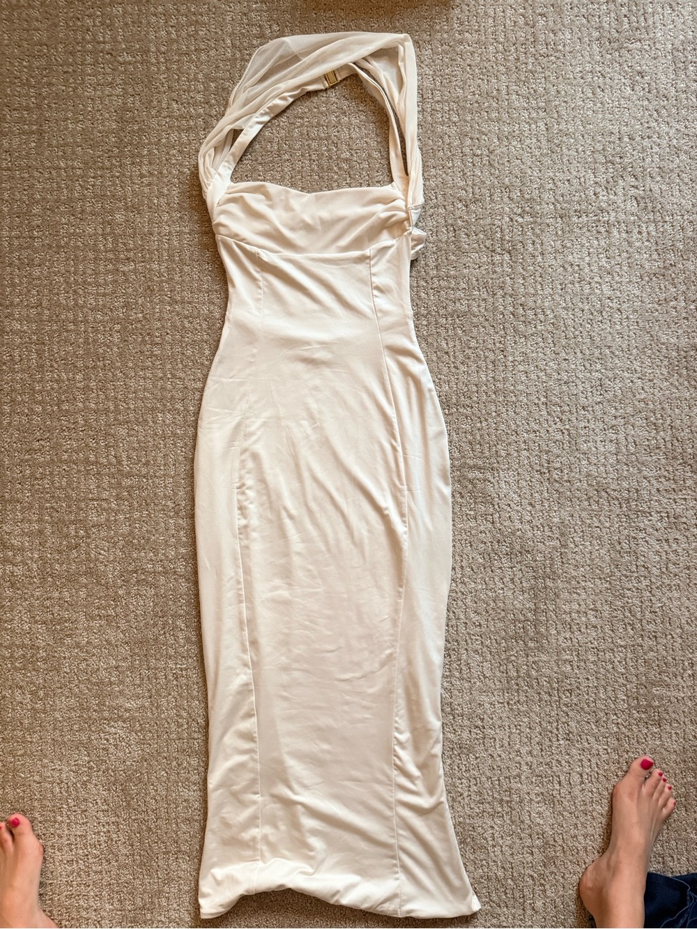 Oh Polly Cream Halter Maxi Dress, Size 4
